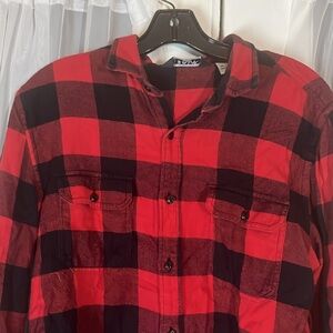 Salt Valley Red Buffalo Plaid Button up Flannel Shirt Men’s Medium
